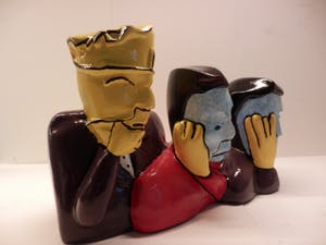 Herman Brood - Sculptuur HOREN ZIEN en ZWIJGEN ZEER GROOT--35 CM BREED!!!! kopen? Bied vanaf 299!