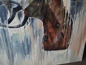 Ronald Hooft - Zeer groot schilderij (200 x 200 cm), “Gun” – New York, 1992 kopen? Bied vanaf 1!