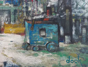 Dook Everse - Opbouw, olieverf op paneel (ingelijst) kopen? Bied vanaf 350!