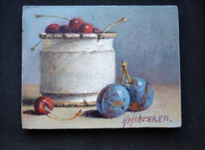 Hans Habraken - Stilleven met fruit in keramiek pot.. kopen? Bied vanaf 175!