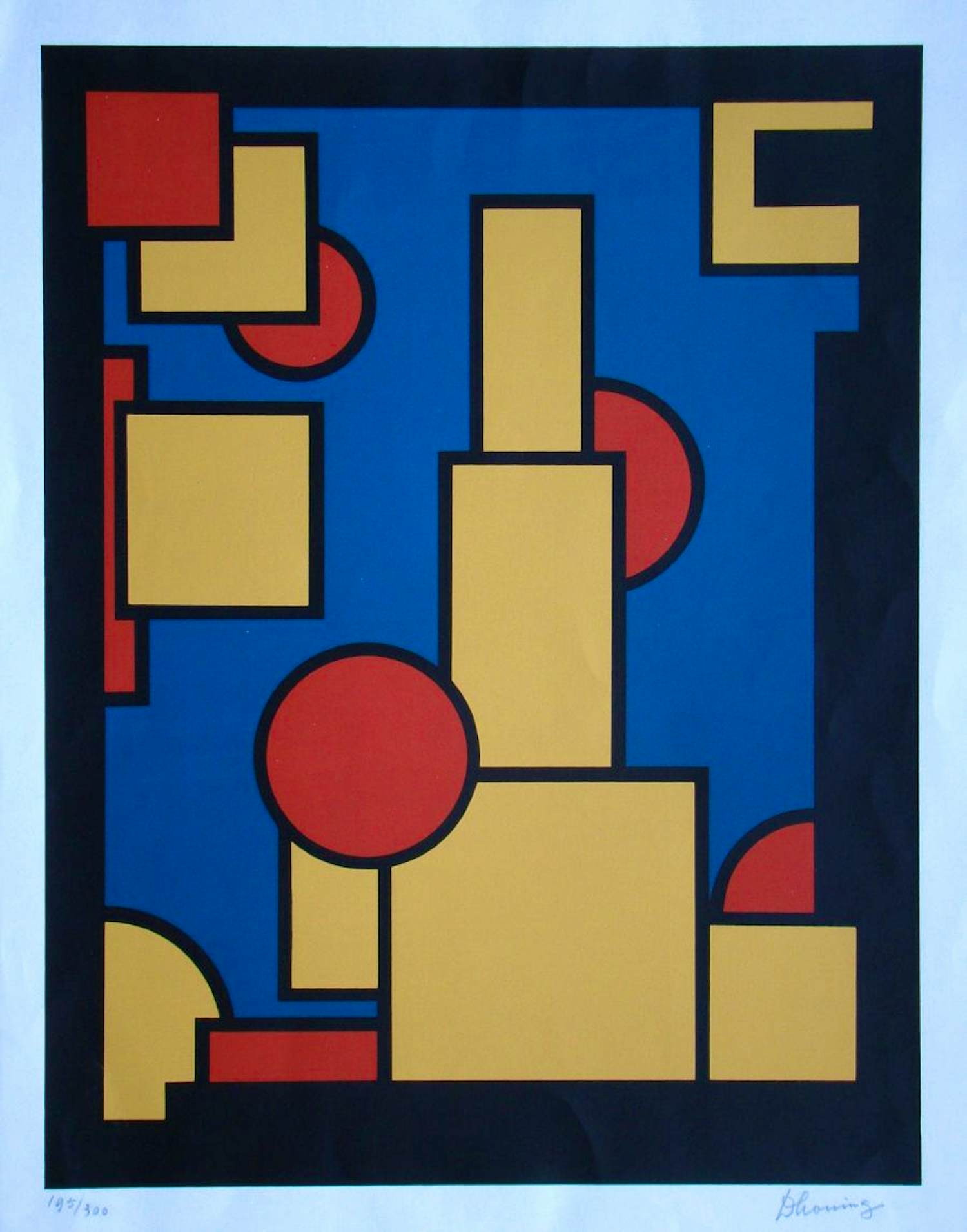 Dirk Koning - Constructieve Compositie - 1970 - Originele zeefdruk gesigneerd en genummerd verkocht voor € 100!