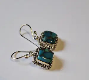 NieuweZilveren Tijdloze blauw koperen turkoois oorbellen kopen? Bied vanaf 65!