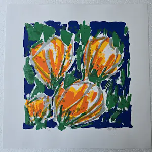 Ad van Hassel - Complete serie van 5 tulpen-zeefdrukken - 100 ex. kopen? Bied vanaf 250!