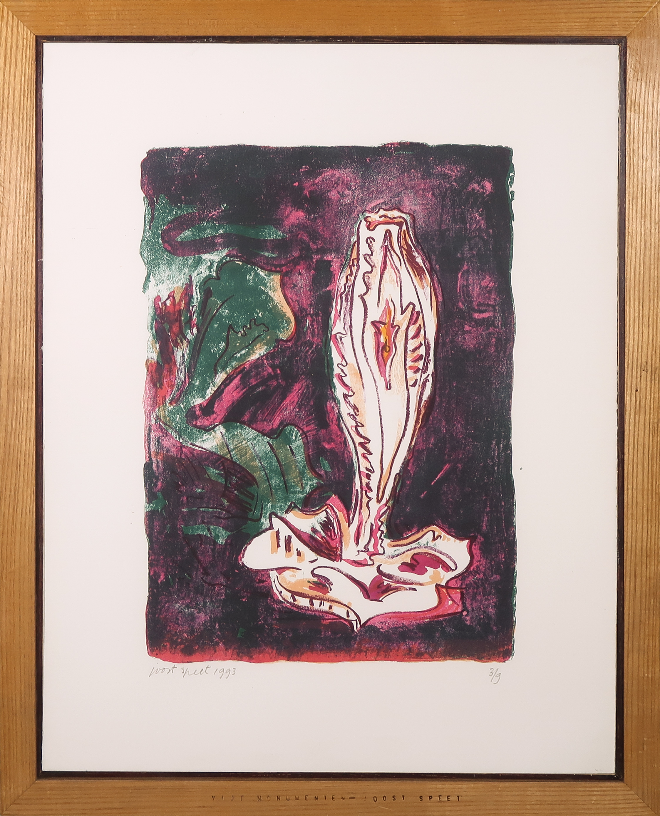 Joost Speet - Litho, Vijf monumenten - Ingelijst verkocht voor € 40!