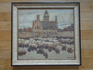 Alfons Blomme - STADHUIS MIDDELBURG / OLIEVERF / 76x83cm / KADER / SIG kopen? Bied vanaf 245!