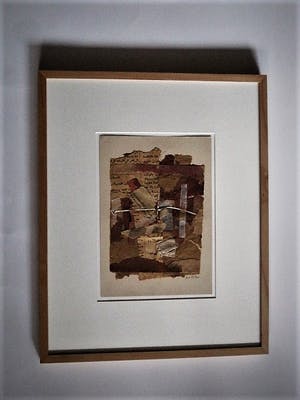 Niet of onleesbaar gesigneerd - Uit KLM collectie - Intrigerende Collage - bamboe/inkt/zilververf - gesigneerd kopen? Bied vanaf 1!