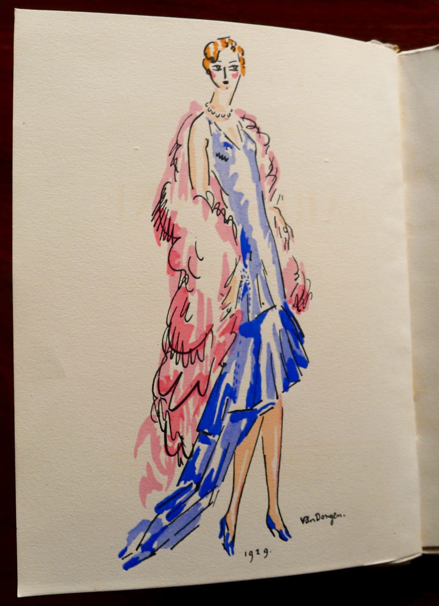 Kees van Dongen - 'La Parisienne',pochoir,1929 puntgaaf ,nog in boek, dus kleuren perfect verkocht voor € 350!