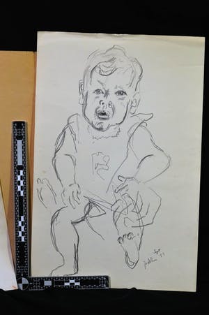 Jan van der Zee - 6 houtskoolschetsen van een zuigeling - 1955 kopen? Bied vanaf 45!