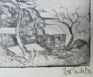 Niet of onleesbaar gesigneerd - Miniatuur pentekening van een heuvellandschap kopen? Bied vanaf 1!