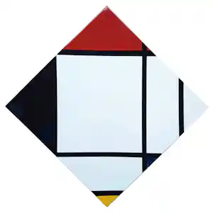 Piet Mondriaan - Lozenge Comp. with Red, Black, Blue and Yellow, emaille op metaal (unica, groot) verkauft für € 795!