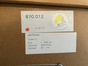 Jan Cremer - Zeefdruk - Tulpen 2 - Ingelijst - art glas kopen? Bied vanaf 340!