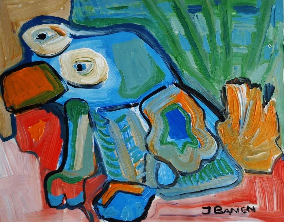 Jasper Banen - Acrylverf op papier , De Onschuldige – gesigneerd – 1993  vendu pour 55€ !