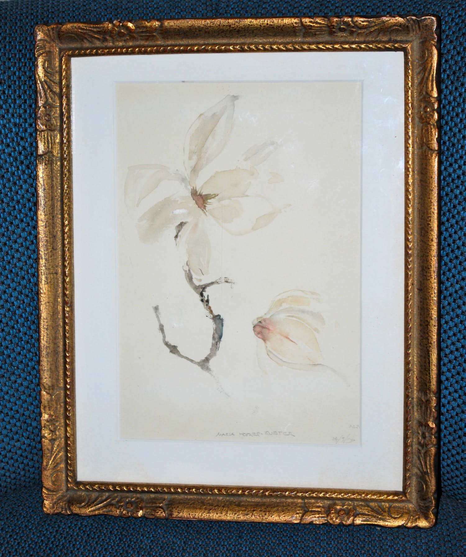 Maria Hofker - Rueter - Magnolia's - aquarel 1990 verkocht voor € 100!