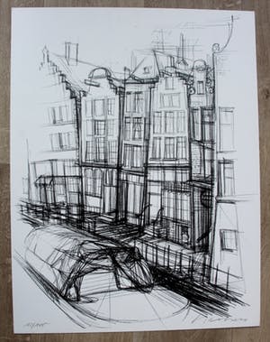 Niet of onleesbaar gesigneerd - Litho: Stadsgezicht kopen? Bied vanaf 10!