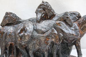 Niet of onleesbaar gesigneerd - Zeer Fraai uitgevoerde Stenen(Mineraal) Kunstenaars Paarden Sculptuur kopen? Bied vanaf 1!