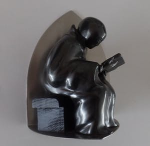 Niet of onleesbaar gesigneerd - Boeksteunen 2 Lezende Monniken Metawa Tiel Holland - Tin/Hout kopen? Bied vanaf 10!