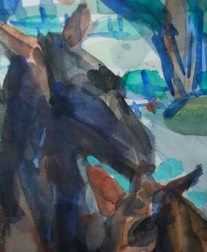 Niet of onleesbaar gesigneerd - Paard en veulen - aquarel 1959 kopen? Bied vanaf 10!