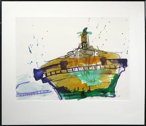 Andre Martens - Aquarel, Zonder titel - Ingelijst kopen? Bied vanaf 1!