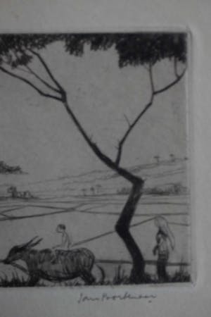 Jan Poortenaar - Ets - Rijstvelden in Indonesië kopen? Bied vanaf 50!