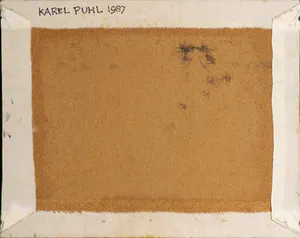 Karel Puhl - Olieverf op board, Abstracte compositie kopen? Bied vanaf 1!