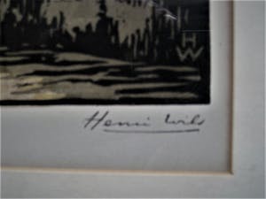 Henri Wils - handgekleurde houtgravure - Rotterdam Delftsche vaart - gesigneerd kopen? Bied vanaf 37!