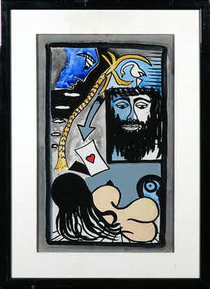 Sabrina Miconi - Acryl op karton, Susanna e i Vecchioni - Ingelijst verkocht voor € 10!