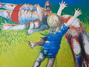 Aat Verhoog - Grote steendruk 'Strand' - Prent 190 - 158/190 - 21913 kopen? Bied vanaf 65!