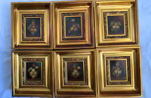 R. Rosini - 6 stuks bloem stilleven schilderijen verkauft für € 125!
