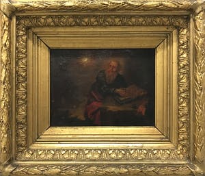 Niet of onleesbaar gesigneerd - Olieverf op doek, Oude man in studeervertrek - Ingelijst kopen? Bied vanaf 1!