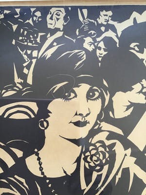 Pol Dom - Dame in Café, gesigneerd , 2 kleuren linosnede kopen? Bied vanaf 10!