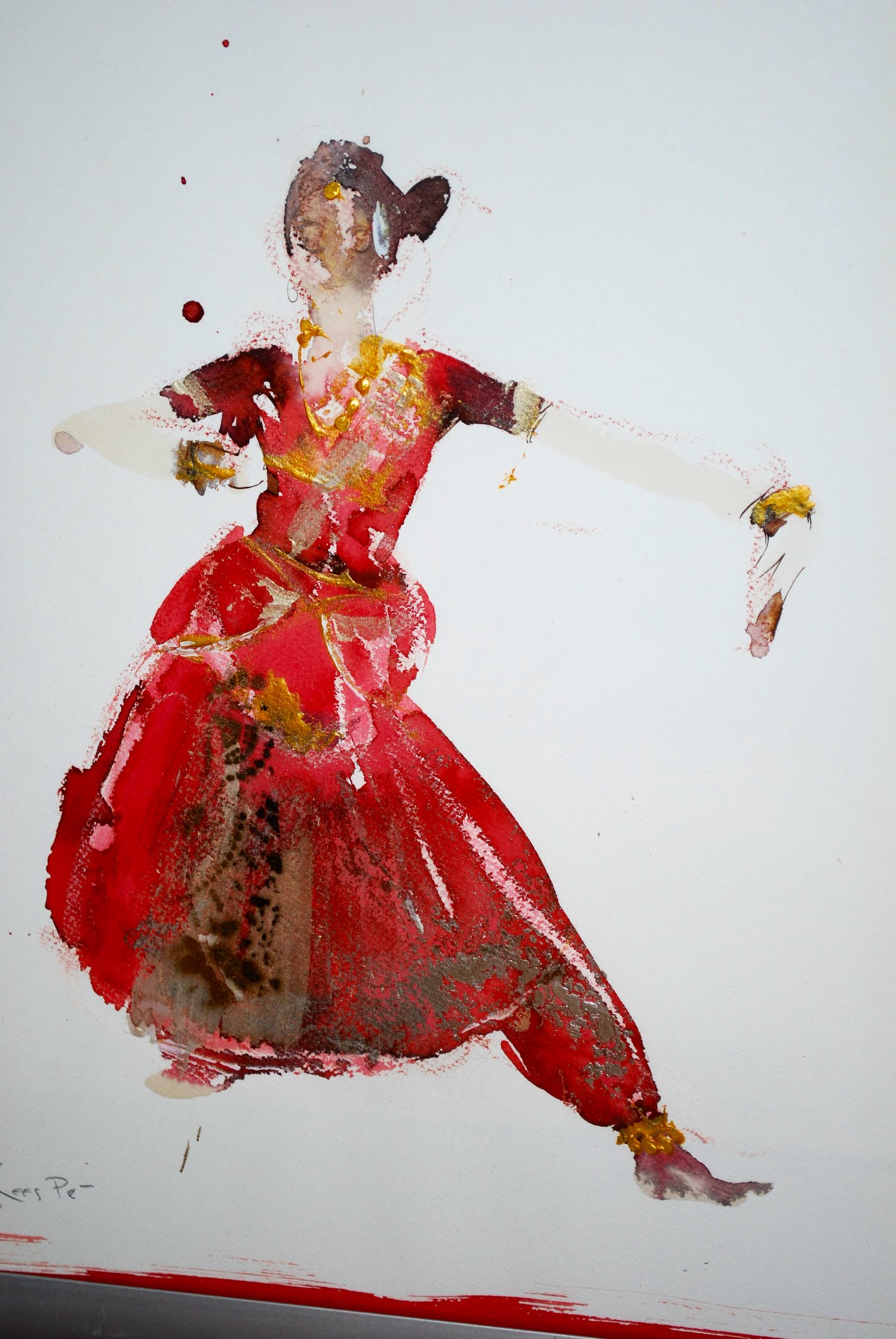 Kees Pé Schilder - Indian Dance - gemengde techniek - 2000 verkocht voor € 75!