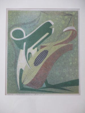 Harry van Kruiningen - De Gitaarspeler - Kleurenlitho kopen? Bied vanaf 85!