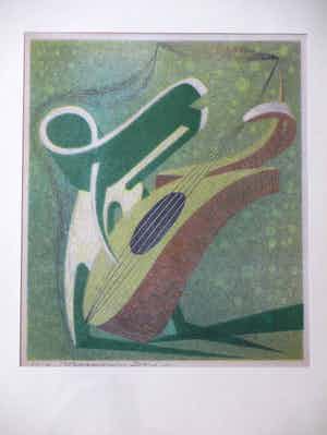 Harry van Kruiningen - De Gitaarspeler - Kleurenlitho verkocht voor € 85!