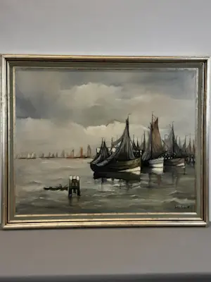 Gustave Helinck - Impressionistisch Zeezicht met Zeilboten kopen? Bied vanaf 575!