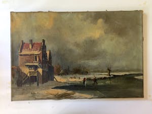 Niet of onleesbaar gesigneerd - Hollands Winterlandschap - Olieverf op doek kopen? Bied vanaf 10!