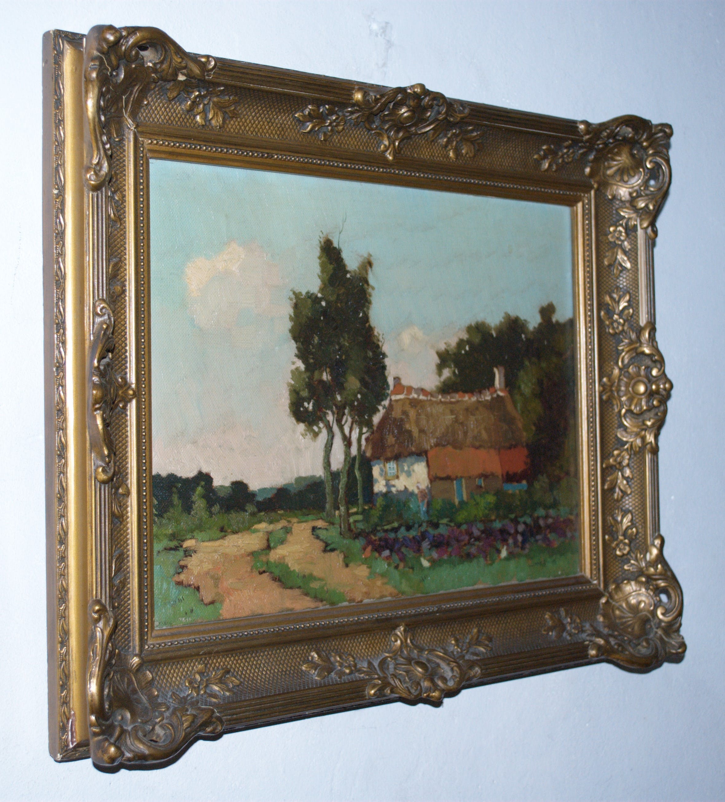 Joop Kropff - boerderij in zonnig landschap - olieverfschilderij  kopen? Bied vanaf 190!