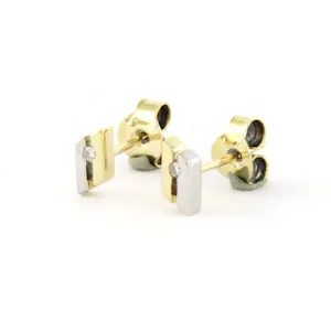 14k bicolour gouden oorknoppen bezet met briljant geslepen diamant tot. 0,02ct kopen? Bied vanaf 150!