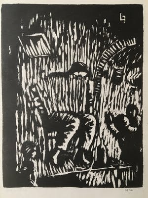 Louis Favre - Houtsnede- Muzikant kopen? Bied vanaf 50!