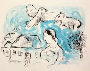 Marc Chagall - Le Village, Original-Farblithographie 1977 Mourlot 917 kaufen? Bieten Sie von 360!