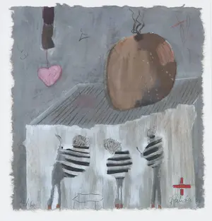 Liesbeth Rahder - Zeefdruk op geschept papier, Zonder titel - Ingelijst kopen? Bied vanaf 50!