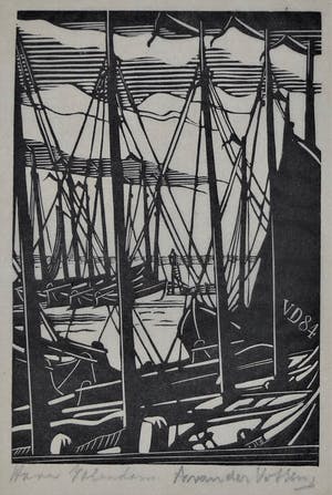 Andre van der Vossen - Complete vrij zeldzame serie van 10 houtsnedes met vissersplaatsen in Nederland kopen? Bied vanaf 275!