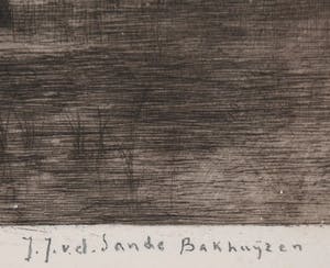 Julius J. van de Sande Bakhuyzen - Landschap met visser, handgesigneerde ets kopen? Bied vanaf 45!