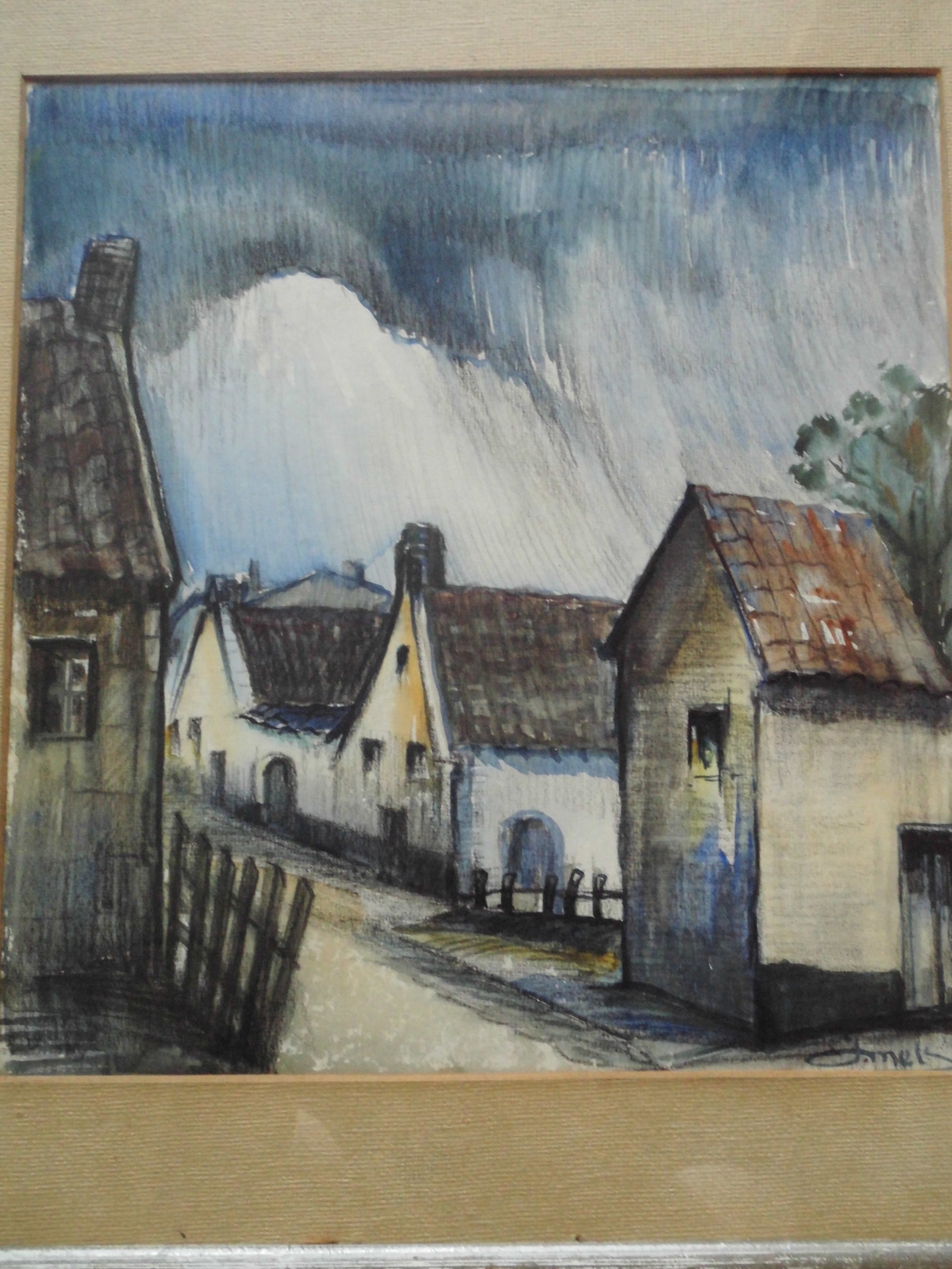 Jacques Mels - Aquarel - Straatje kopen? Bied vanaf 40!