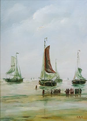 Niet of onleesbaar gesigneerd - olieverf op doek - zeegezicht kopen? Bied vanaf 10!