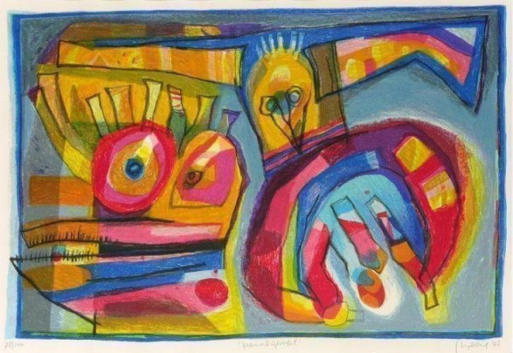 Geert Vrijdag - Gr Kleurenzeefdruk PARADIJSVOGEL Handgesigneerd. verkocht voor € 125!