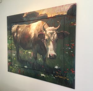 Peter Donkersloot - Ingeschilderd Giclée op Linnen - Koe kopen? Bied vanaf 995!