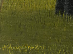 Mieke Hoogendorp - Olieverf op doek, Landschap met non voor boom - Ingelijst kopen? Bied vanaf 100!