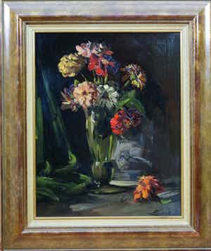 Theo Goedvriend - olieverf op paneel - bloemstilleven verkocht voor € 290!