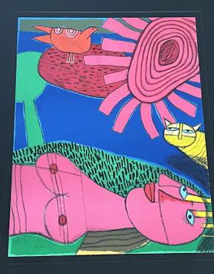 Corneille - De gele kat en de vogel onder de roze zon. kopen? Bied vanaf 350!