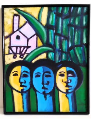 Niet of onleesbaar gesigneerd - Victor Bieling, krachtig kleurgebruik, olieverf op doek kopen? Bied vanaf 1!